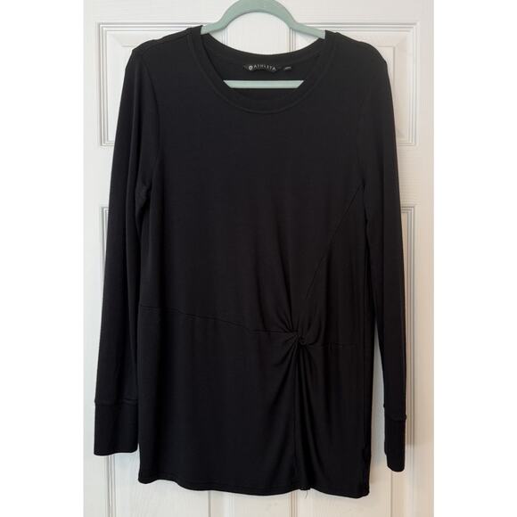 Athleta Tops - Athleta Nirvana Twist Front Top Sz MED Black Loungewear Athleisure Soft Tunic
